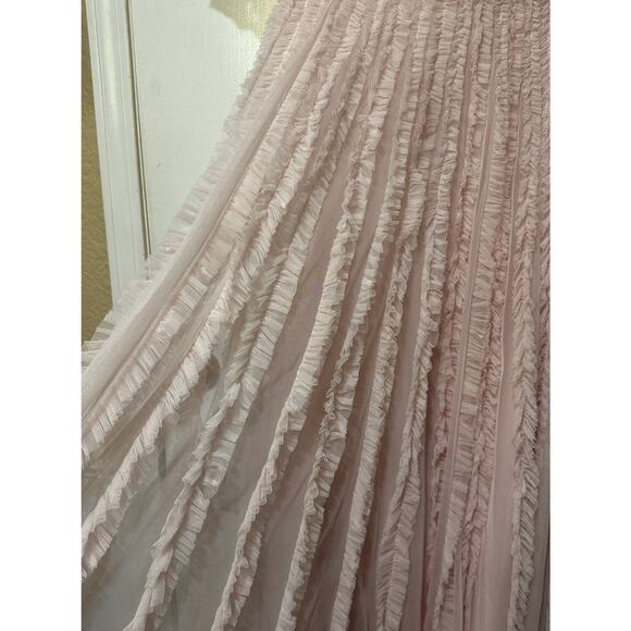 Mac Duggal V Neck Puff Sleeve Ruffle Tiered A Line Gown Rose Size 2 NWOT #A8050 - Picture 10 of 15